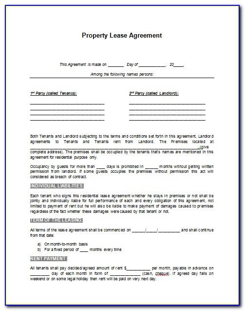 Rental Property Lease Agreement Texas