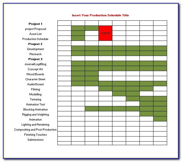 Sample Production Schedule Excel