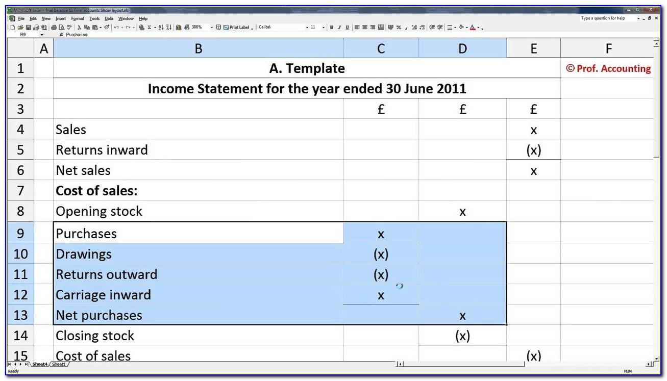 Trading Profit And Loss And Balance Sheet Example In Accounting
