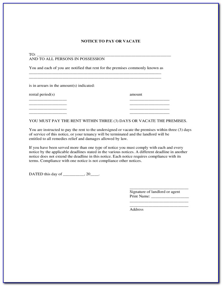 3 Day Notice To Pay Or Quit Form California Pdf