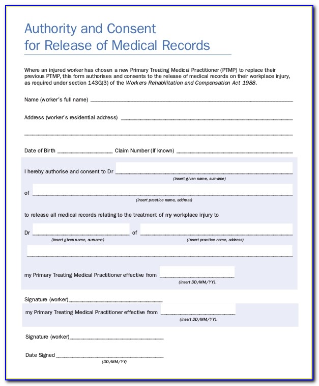 Authorization To Release Medical Records Form Template