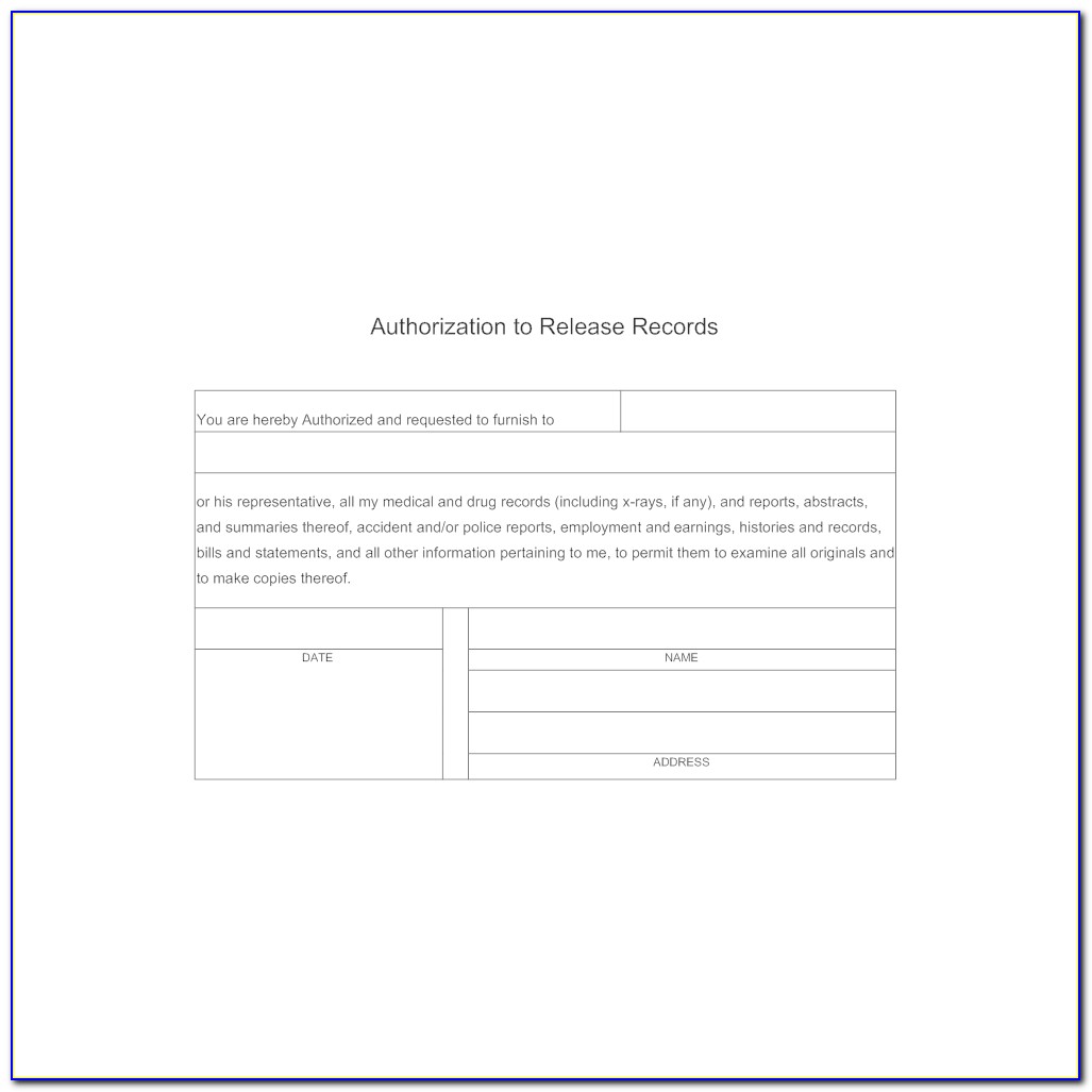 Authorization To Release Medical Records Template