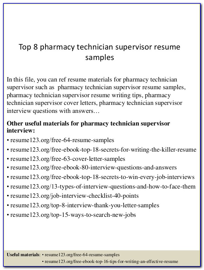Certified Pharmacy Technician Resume Template
