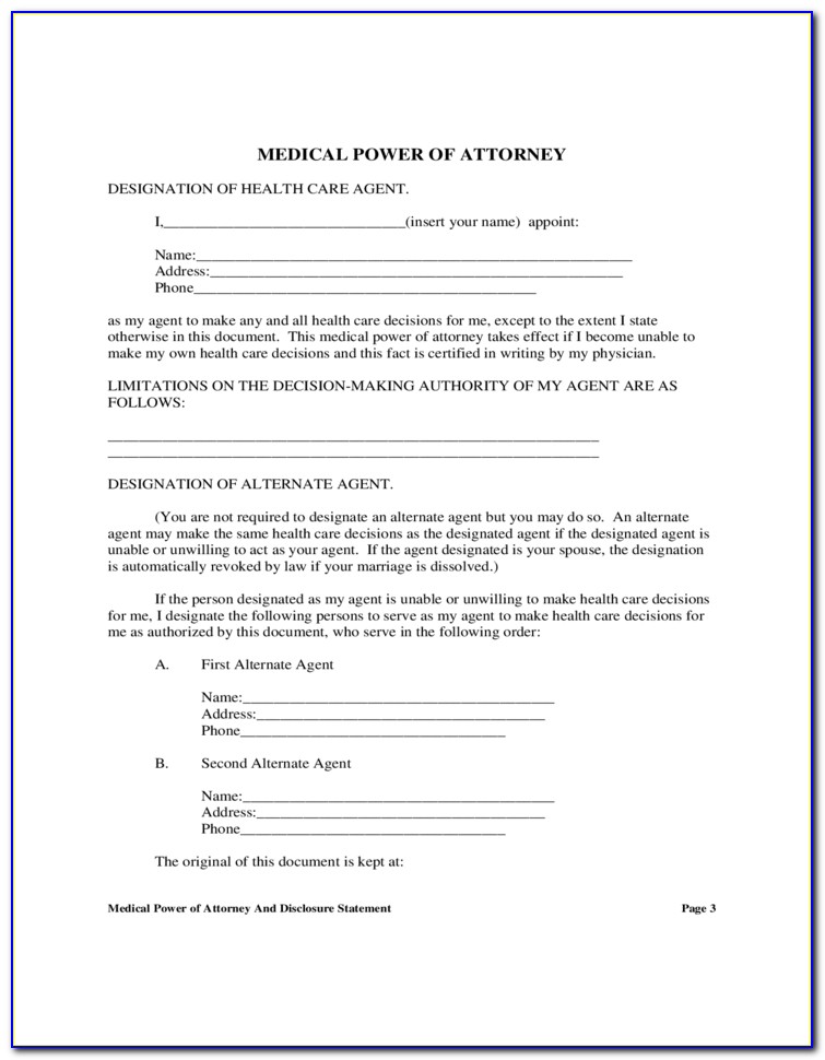 Child Medical Power Of Attorney Form Texas