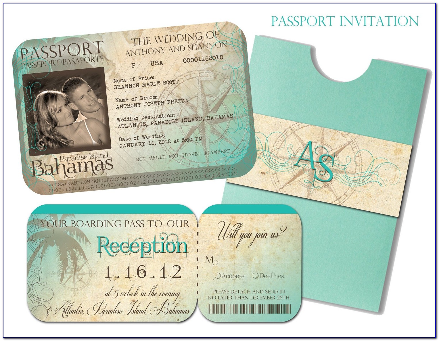 Diy Passport Wedding Invitation Template