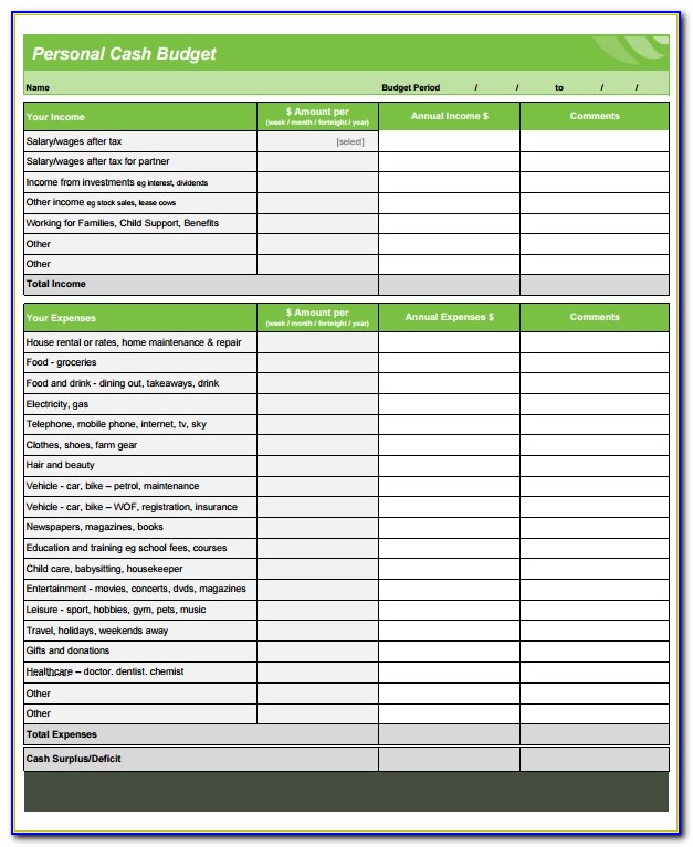 Excel 2013 Personal Budget Template