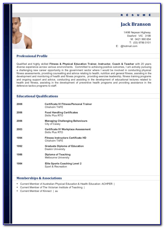 Fitness Trainer Resume Template