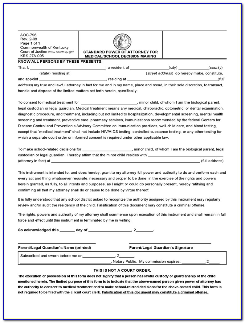 Florida State Bar Power Of Attorney Form