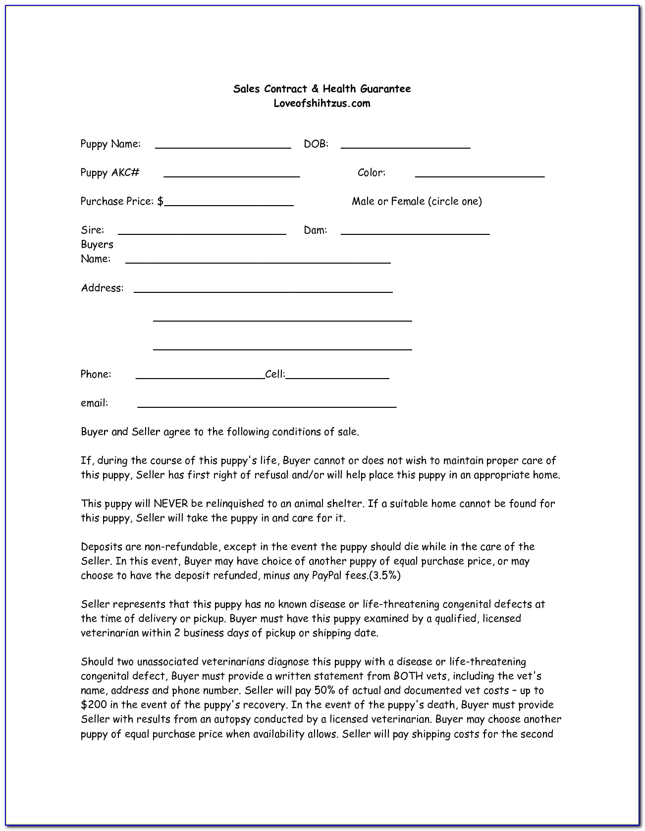 Free Dog Boarding Contract Template Uk