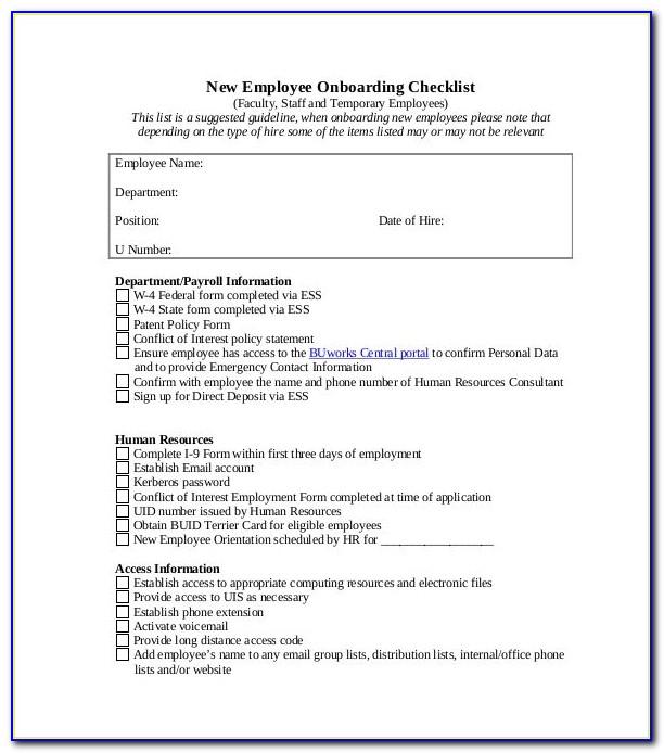 Free Onboarding Checklist Template Word