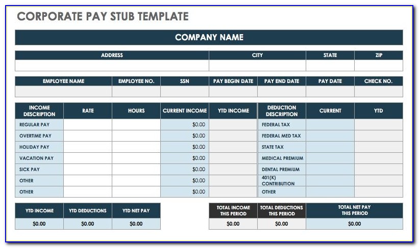 Free Pay Stub Template With Calculator Excel