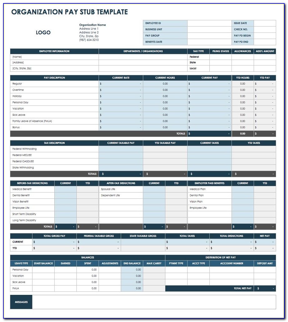 Free Pay Stub Template Word Document
