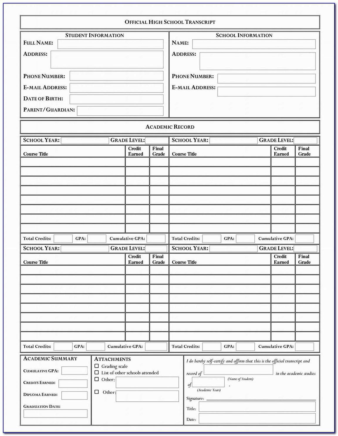 High School Transcript Request Form Pdf