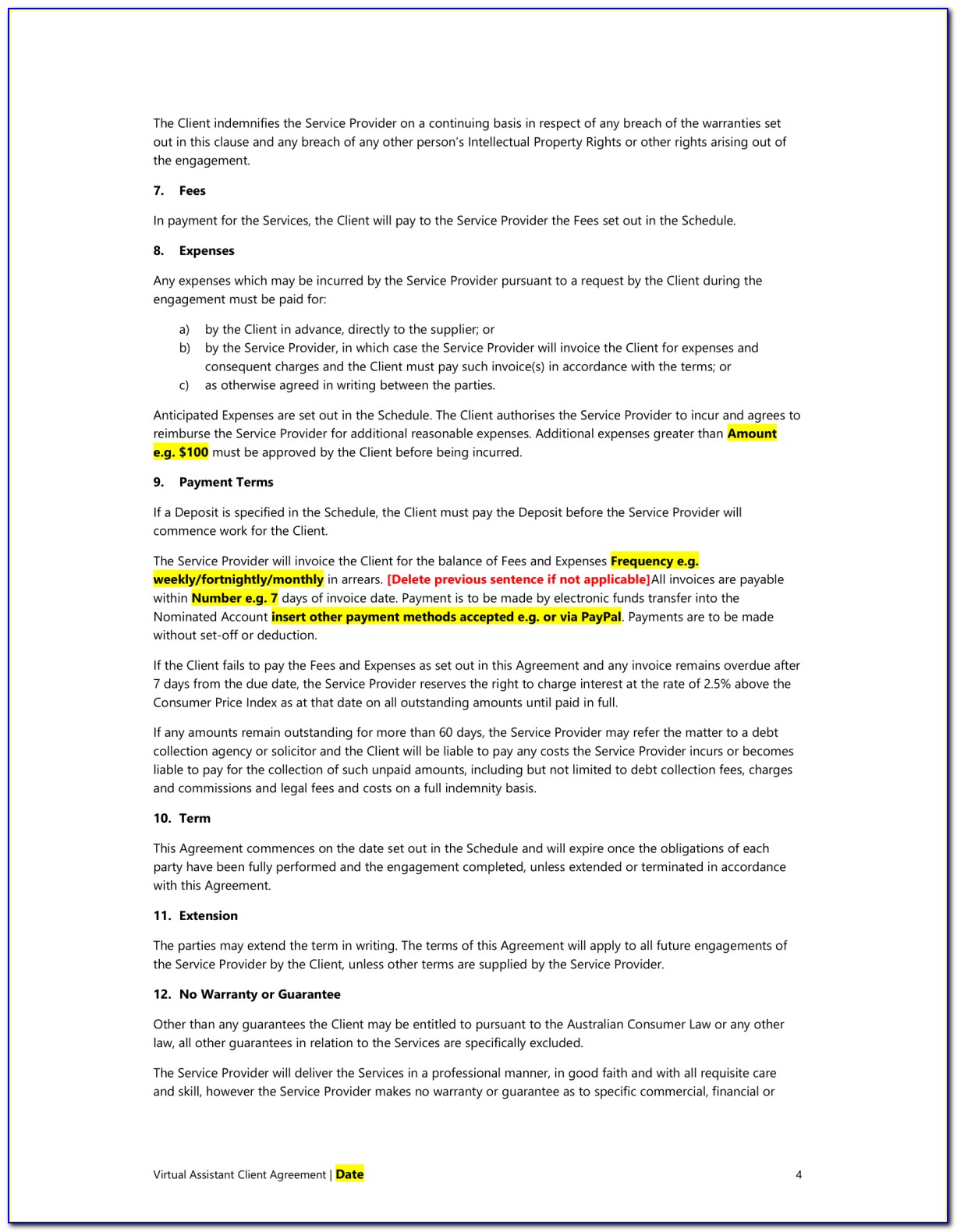 Microsoft Word Photography Contract Template