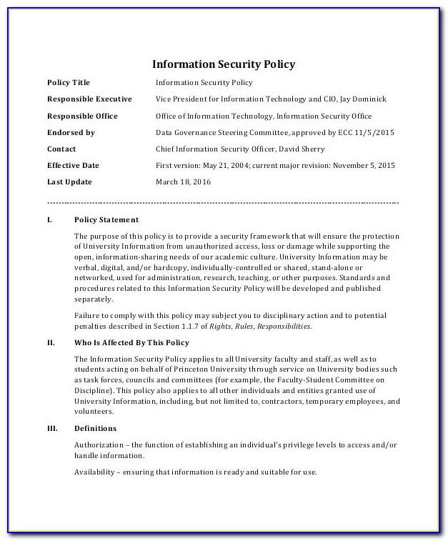 Nist 800 53 Access Control Policy Template
