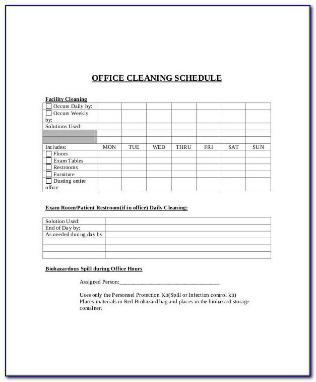 Office Cleaning Checklist Forms