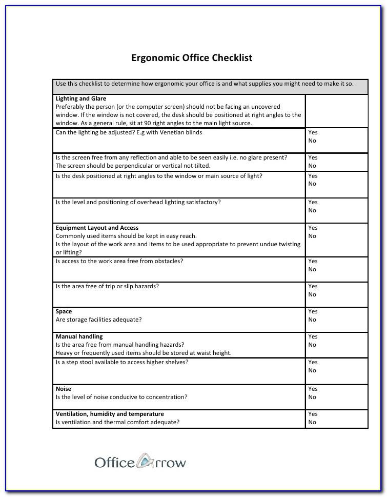 Office Ergonomic Assessment Form
