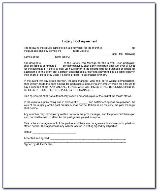 Office Lottery Pool Agreement Template