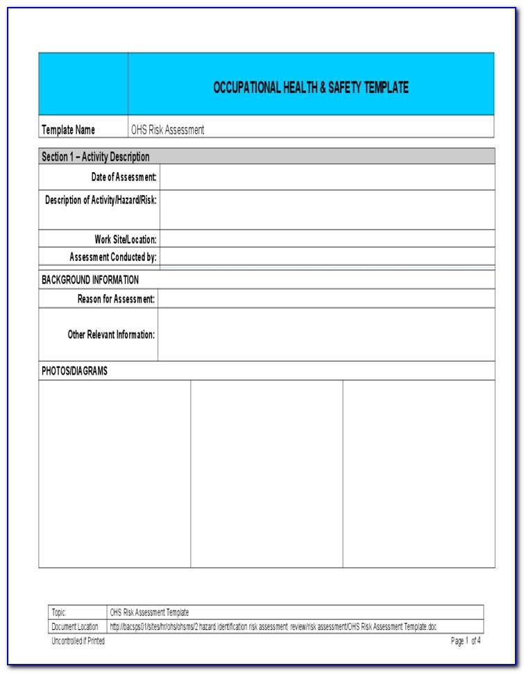 Ohs Risk Assessment Template Excel