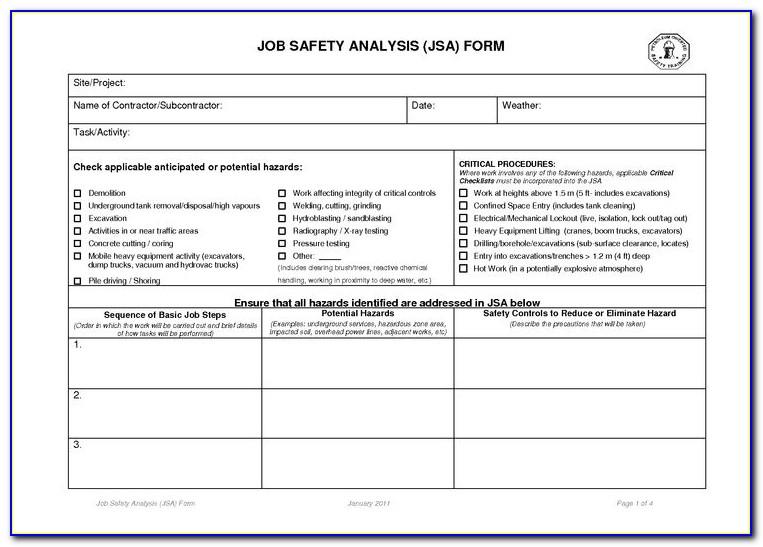 Osha Job Safety Analysis Form