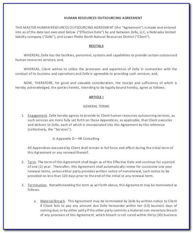 Outsourcing Agreement Template Uk