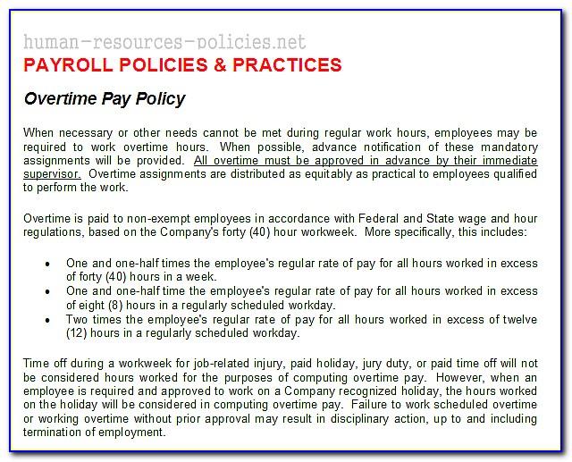 Overtime Policy Template Ontario