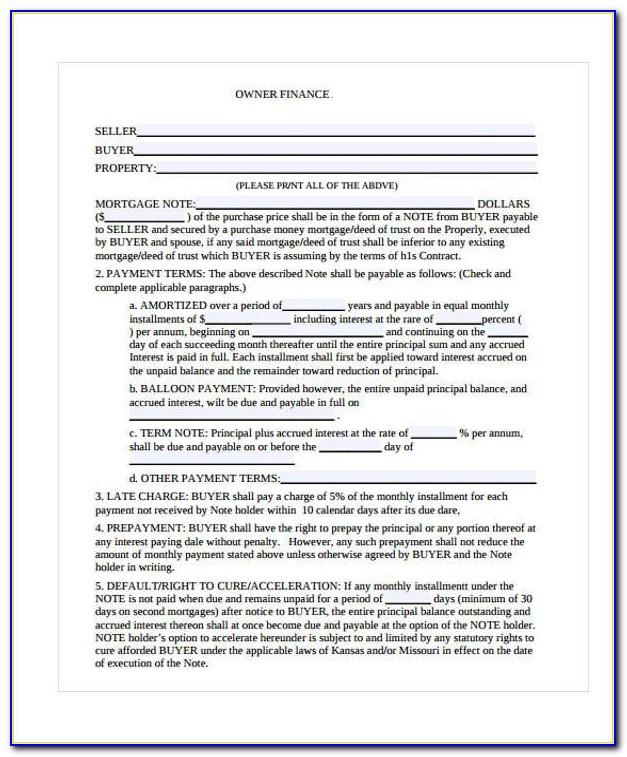 Owner Financed Auto Contract Template