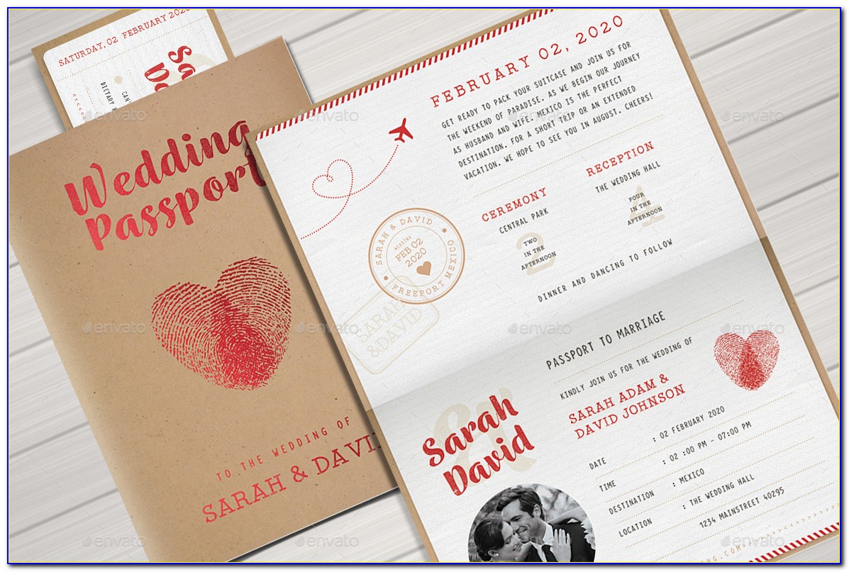 Passport Wedding Invitation Layout