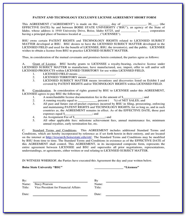 Patent Cross License Agreement Template