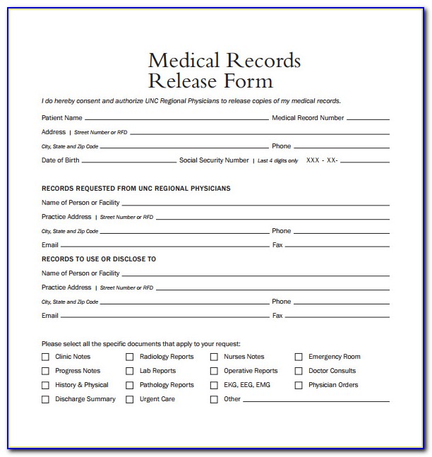 Patient Authorization To Release Medical Records Template