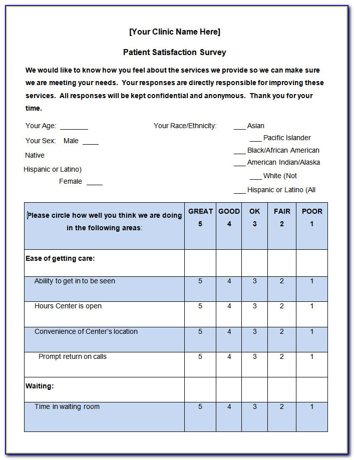 Patient Care Survey Template