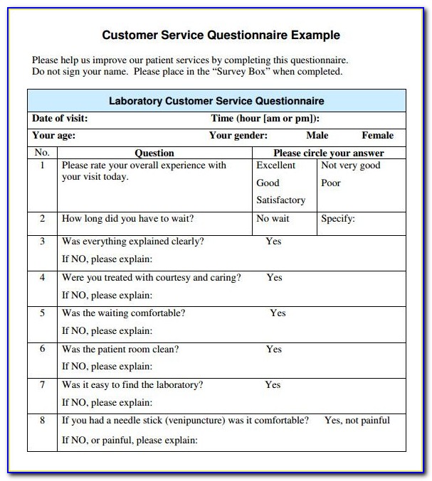 Patient Satisfaction Survey Questionnaire Pdf