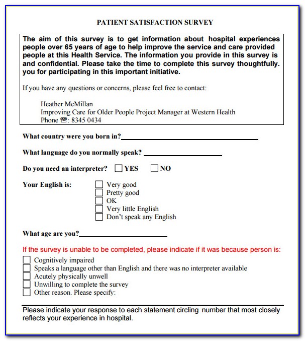 Patient Satisfaction Survey Questionnairepharmacy