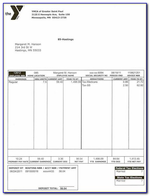 Pay Statement Template Canada