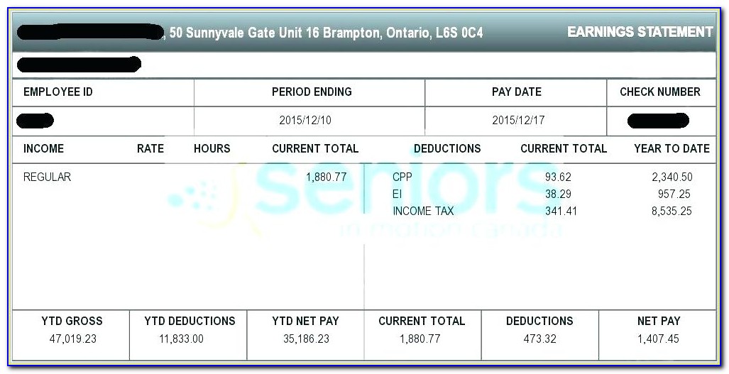 Pay Statement Template Ontario