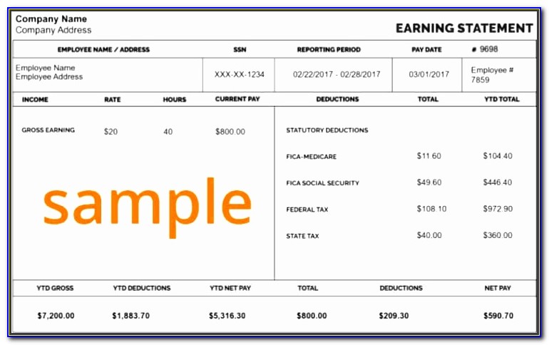 Pay Stub Template For Microsoft Excel