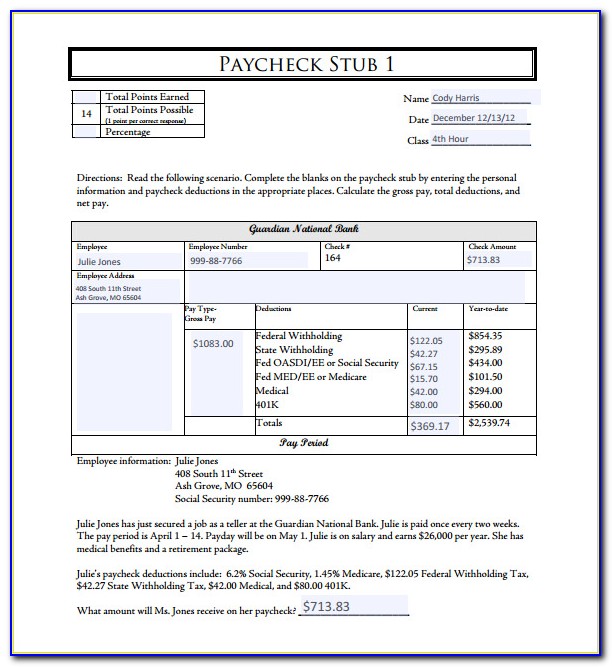 Pay Stub Template Free Word