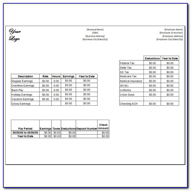 Pay Stub Templates Download