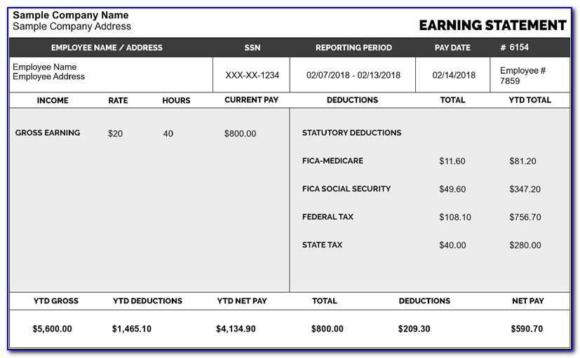 Paycheck Stub Template In Microsoft Word