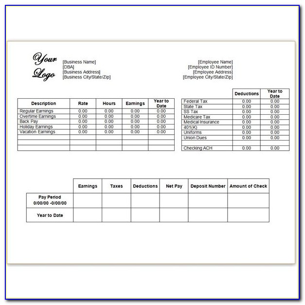 Paycheck Template Excel Free