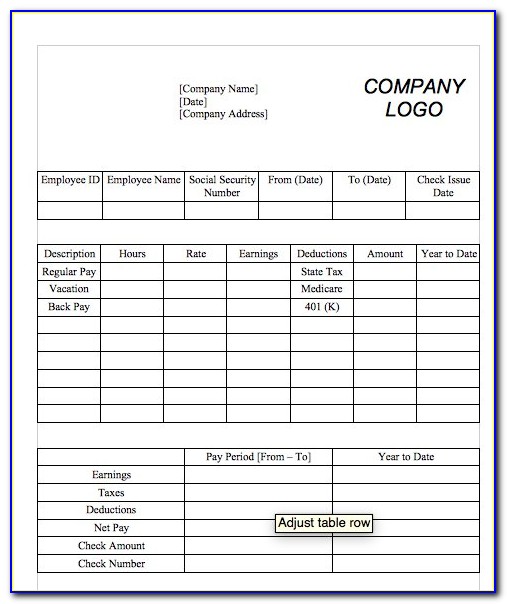 Payroll Check Template Free Form