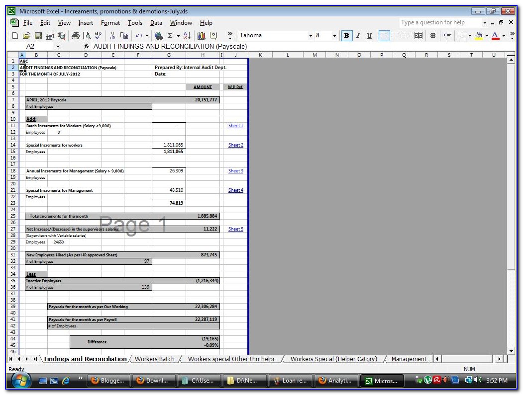 Payroll Reconciliation Template Excel