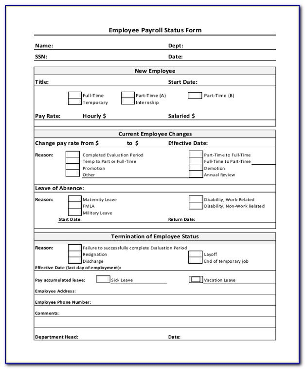 Payroll Status Change Form Template