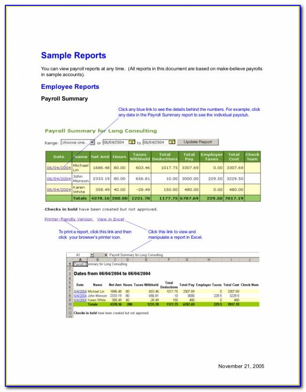 Payroll Summary Report Example
