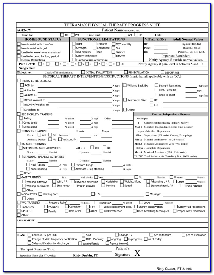 Pediatric Physical Therapy Evaluation Form