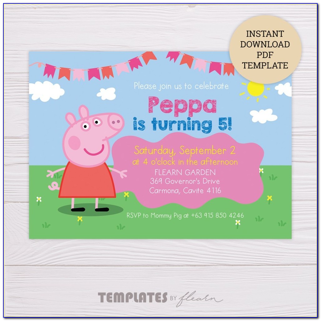 Peppa Pig Birthday Invitation Template Free