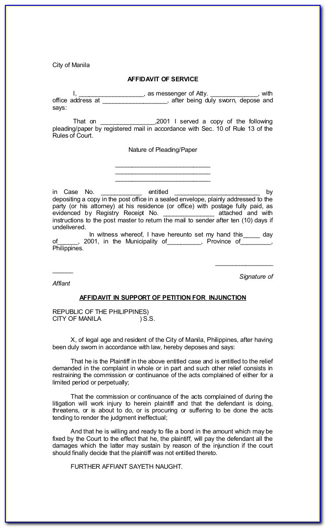 Personal Affidavit Form Philippines