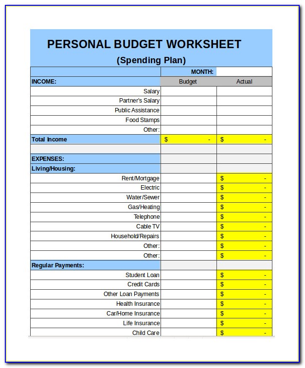 Personal Budget Template Free