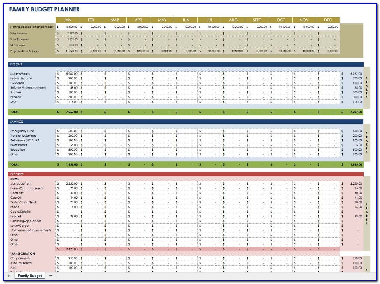 Personal Financial Planning Excel Template