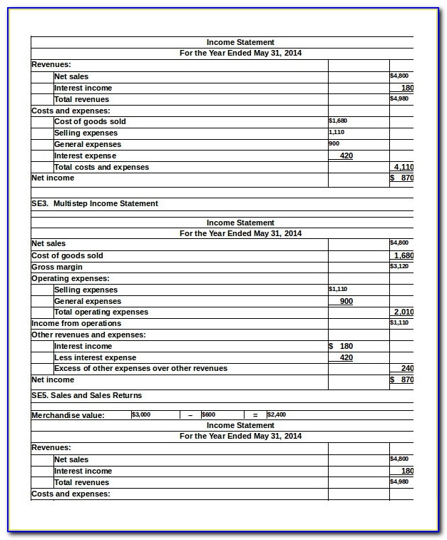 Personal Income Expense Statement Template Excel